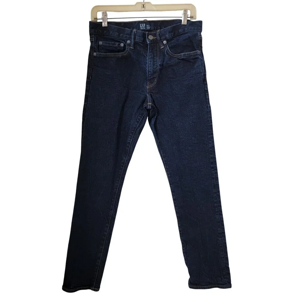 Gap Size 30x30 Dark Wash Straight Taper Denim Blue Jeans, Exc. Used Condition